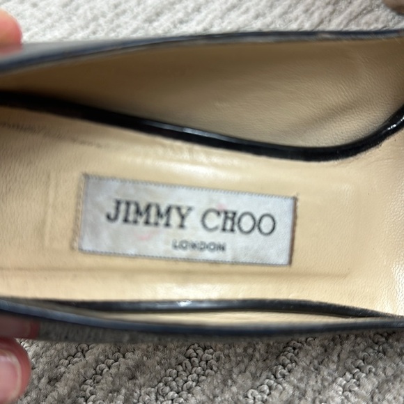 Jimmy Choo Black Patent Leather Luna Peep Toe Platform Heels 38.5/ 8.5 - Picture 14 of 14